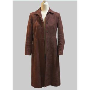 Vintage J.Crew Long Coat Women’s 8 Plum Wine Textured Cotton Hidden Buttons